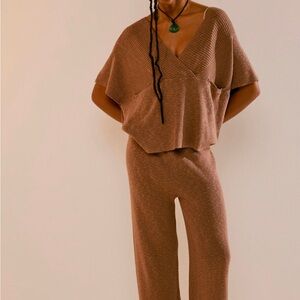 NWT Free People Jaclyn Sweater Set Raw Umber